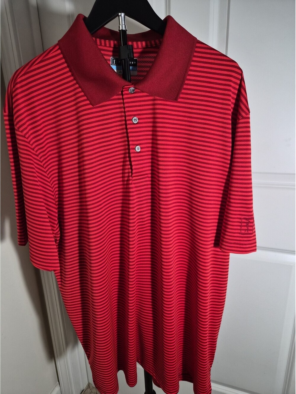 PGA Tour Airflux Golf Polo Shirt XXL Dark Burnt Orange Stripes Short Sleeve
